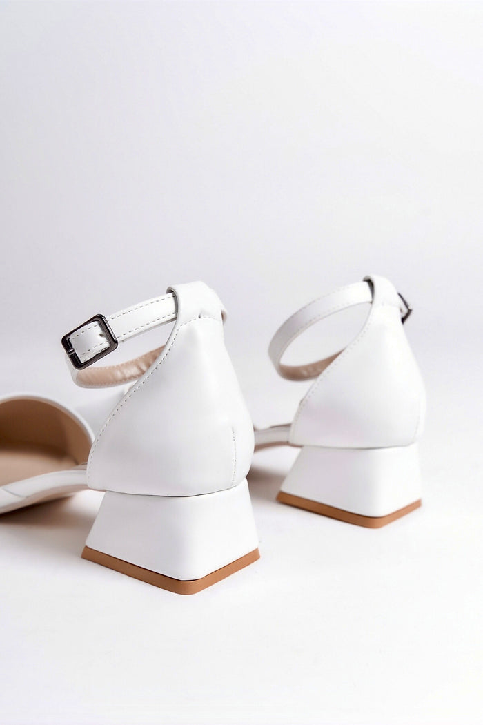 Luna | White Low Heels