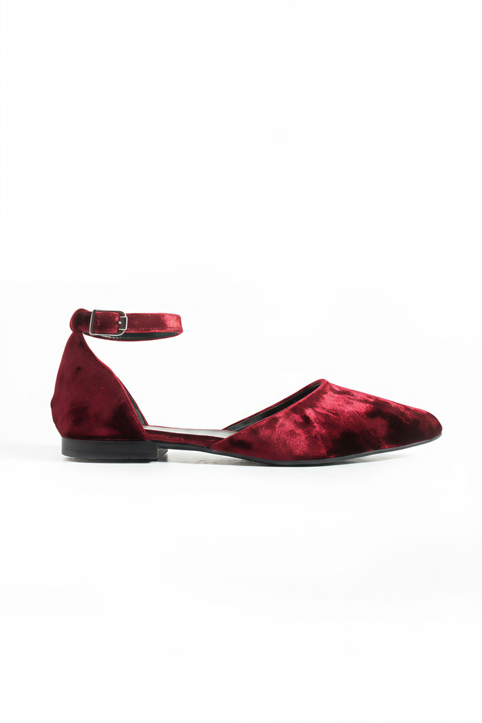 Luz | Burgundy Velvet Flats