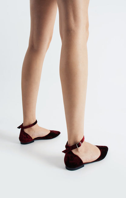 Luz | Burgundy Velvet Flats