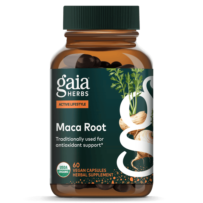 Maca Root 60 Count Front Of Bottle Rendering