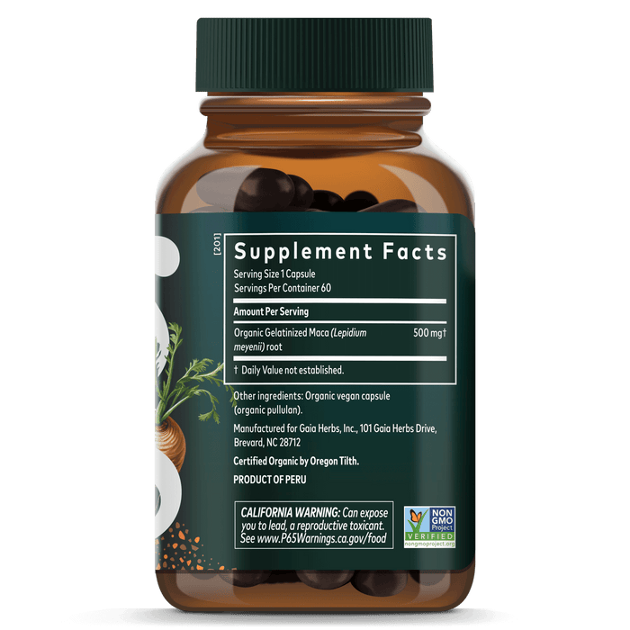 Maca Root 60 Count Supplement Facts