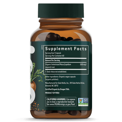 Maca Root 60 Count Supplement Facts