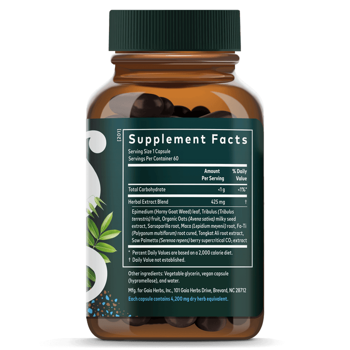 Gaia Herbs Male Libido 60 count Supplement Facts