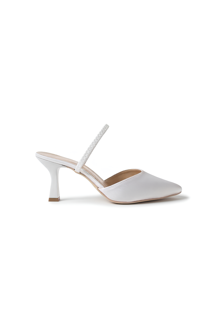 Marisol | White Satin Slingback Heels