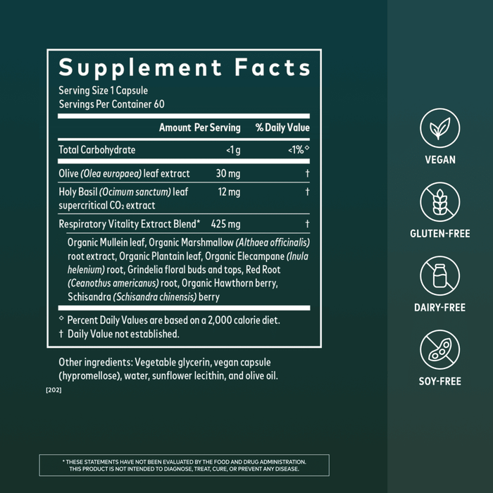 Gaia Herbs Mighty Lungs 60 count Supplement Facts