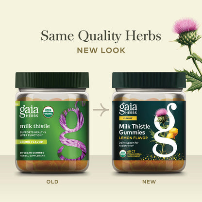 Milk Thistle Gummies 40 count Old Label Versus New Label Comparison