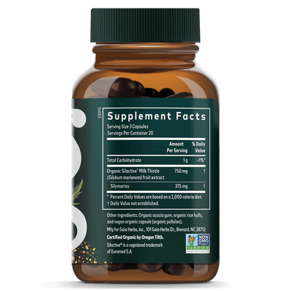 Gaia Herbs Milk Thistle 60 count Supplement Facts