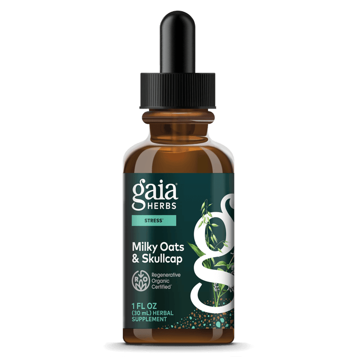 Gaia Herbs Milky Oats & Skullcap Extract, Certified Organic for Stress Support || 1 oz