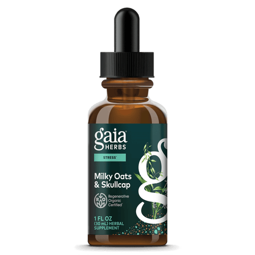 Gaia Herbs Milky Oats & Skullcap Extract, Certified Organic for Stress Support || 1 oz