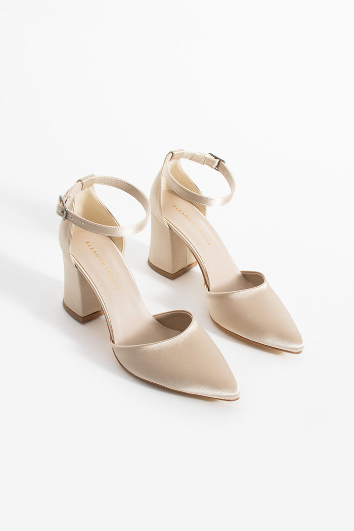 Mina | Beige Satin High Heels