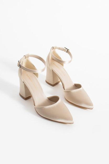 Mina | Beige Satin High Heels