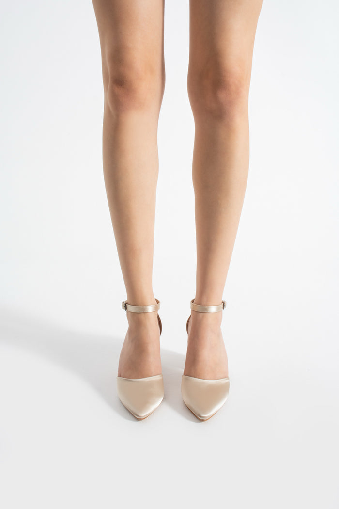 Mina | Beige Satin High Heels