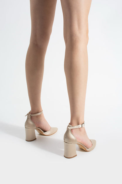 Mina | Beige Satin High Heels