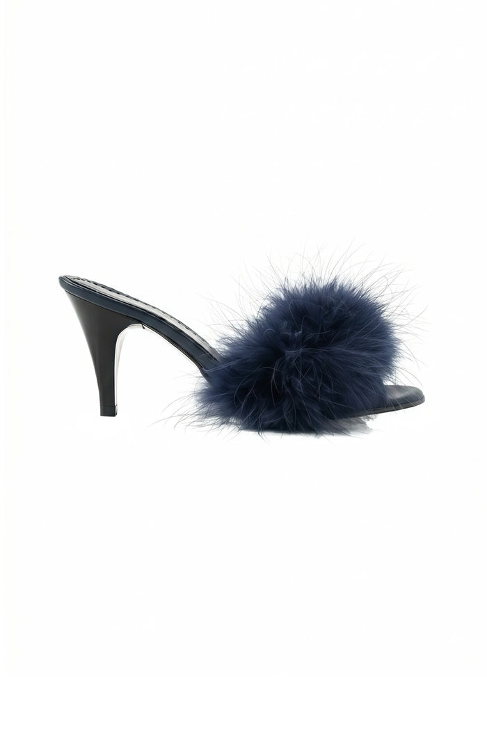 Navy Feathers Mule