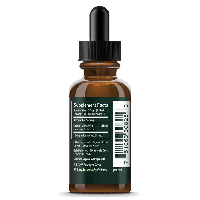 Gaia Herbs Olive Extract, Certified Organic supplement facts