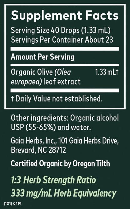 Olive Leaf Extract, Certified Organic - Gaia Herbs