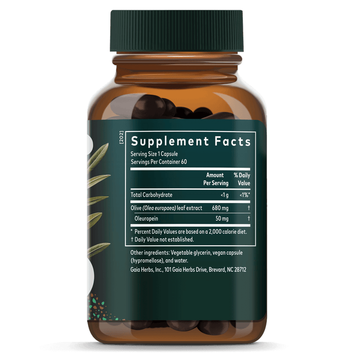Gaia Herbs Olive Leaf 60 Count Supplement Facts