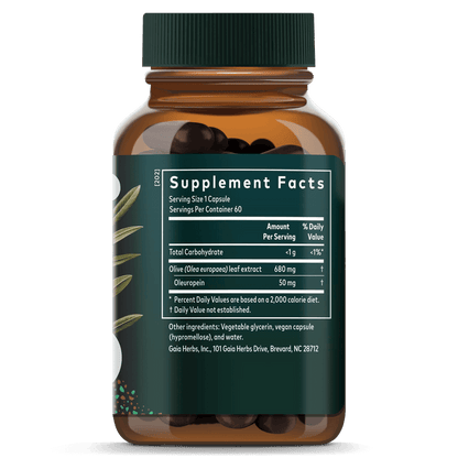 Gaia Herbs Olive Leaf 60 Count Supplement Facts