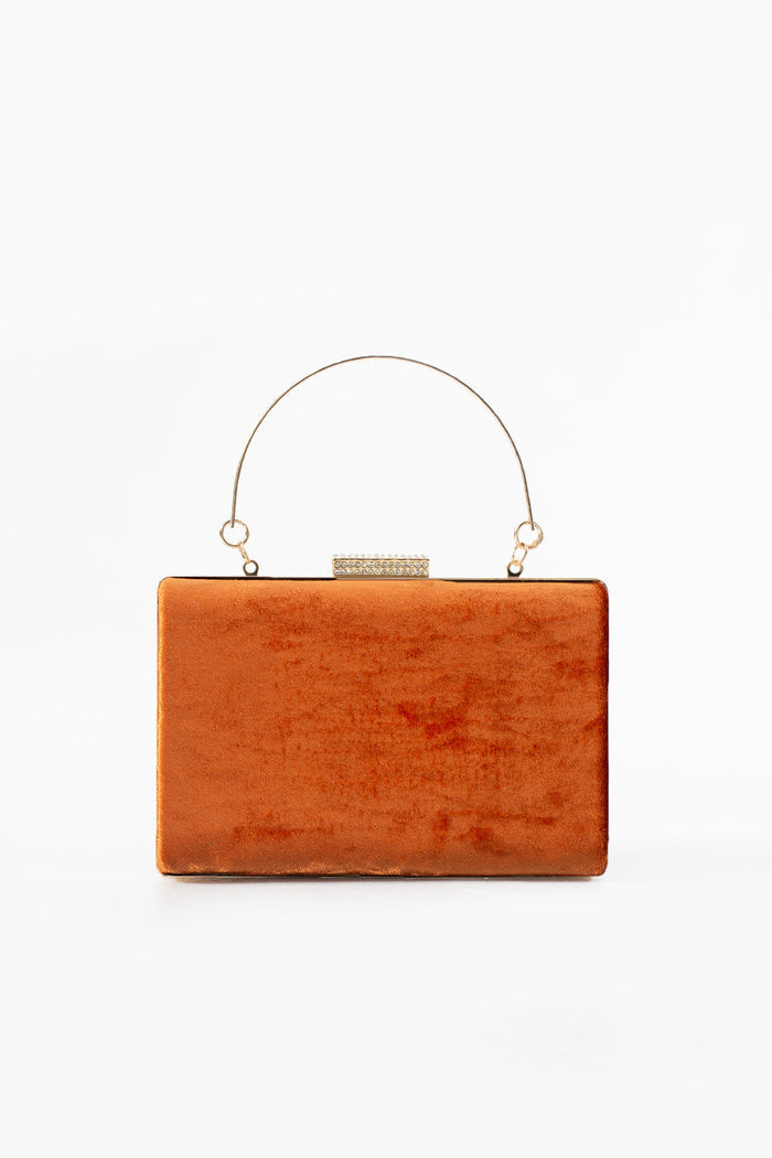 Orange Velvet Bridal Evening Clutch Bags with Chain