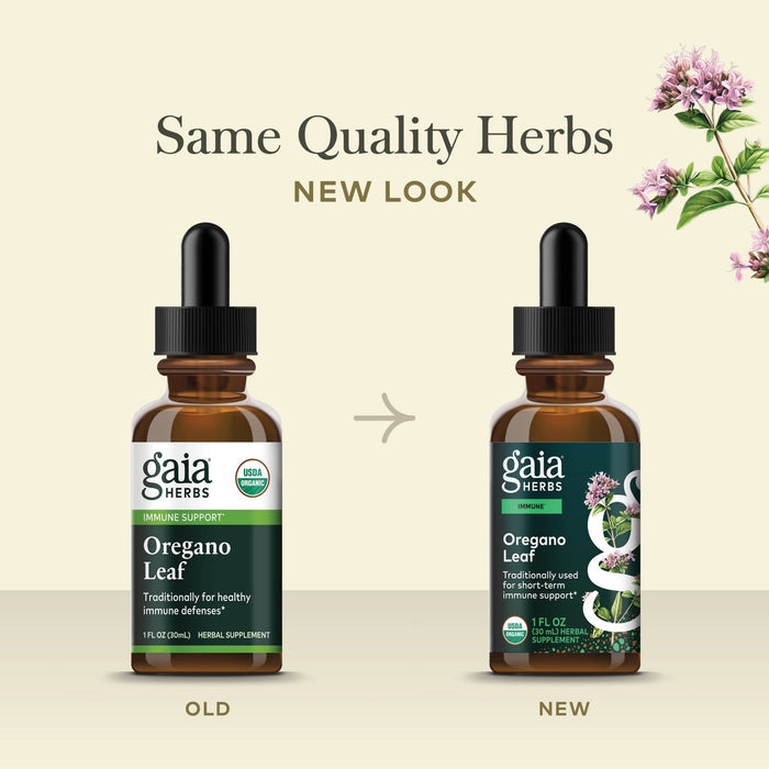 Oregano Leaf 1 ounce Old Label Versus New Label Comparison