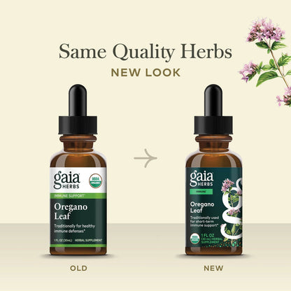 Oregano Leaf 1 ounce Old Label Versus New Label Comparison