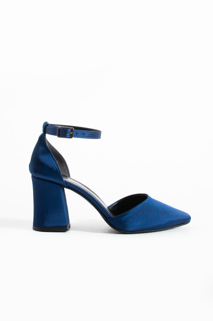Orel | Navy Blue Satin High Heels