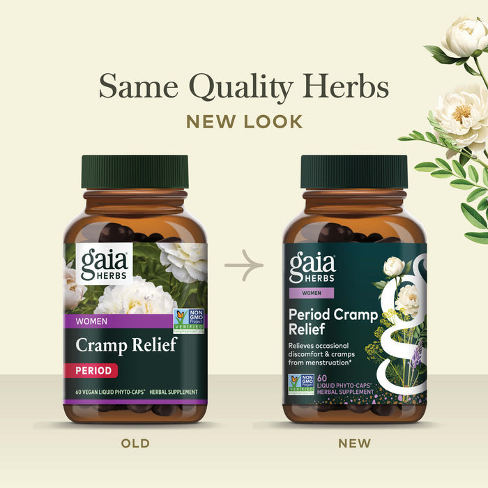 Period Cramp Relief 60 count Old Label Versus New Label Comparison
