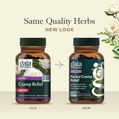 Period Cramp Relief 60 count Old Label Versus New Label Comparison