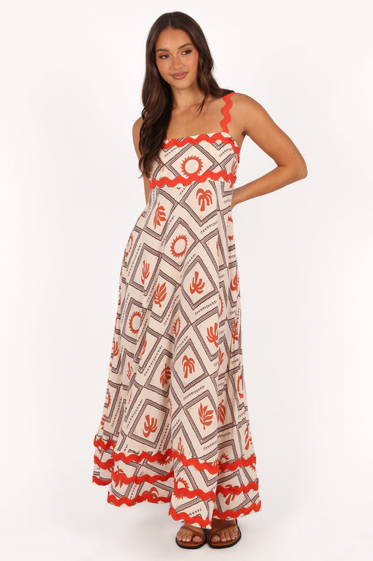 Briella Maxi Dress - White/Orange