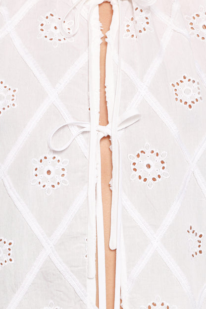 Bonnie Short Sleeve Top - White Texture