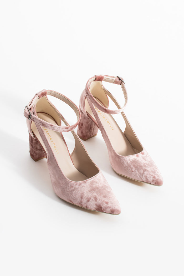 Pura | Rose Velvet Mid Heels