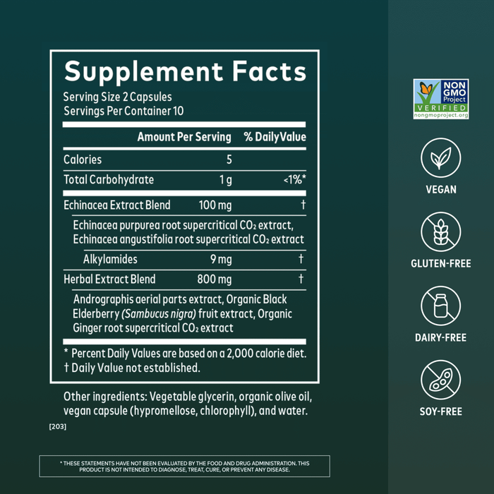 Gaia Herbs Quick Defense for Immune Support || 20 ct Supplement Facts