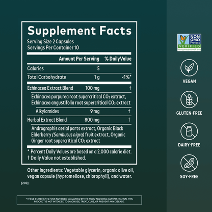 Gaia Herbs Quick Defense for Immune Support || 20 ct Supplement Facts
