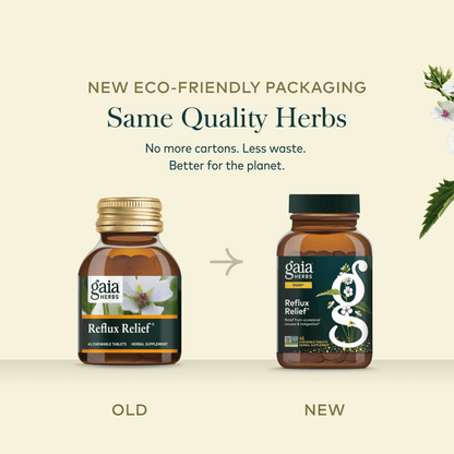 Gaia Herbs Reflux Relief for Digestive Support || 45 ct Old New Comparison