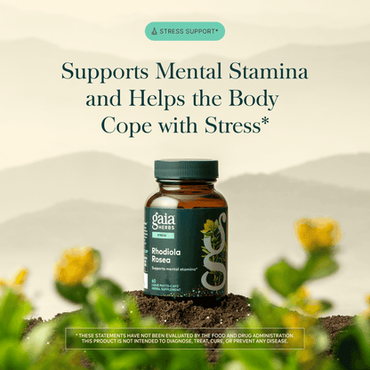 Gaia Herbs Rhodiola Rosea Pills for Stress Support || 60 ct Claims