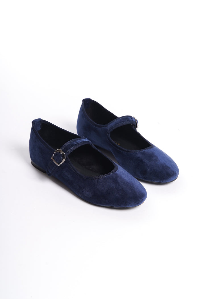 Rie | Navy Velvet Mary Janes