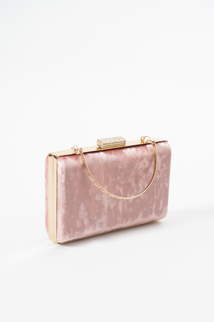 Rose Velvet Bridal Evening Clutch Bags with Chain