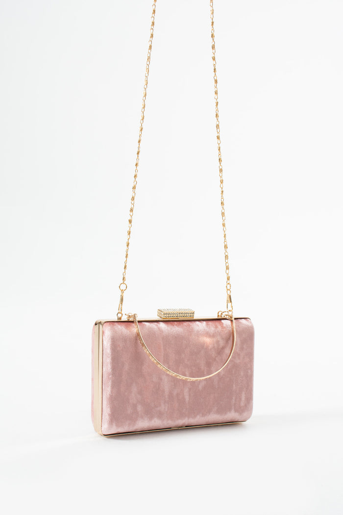 Rose Velvet Bridal Evening Clutch Bags with Chain