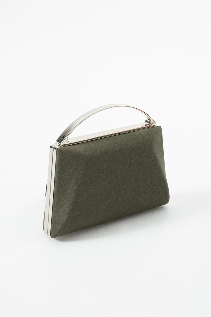 Sage Green Suede Bridal Evening Clutch Bags with Chain