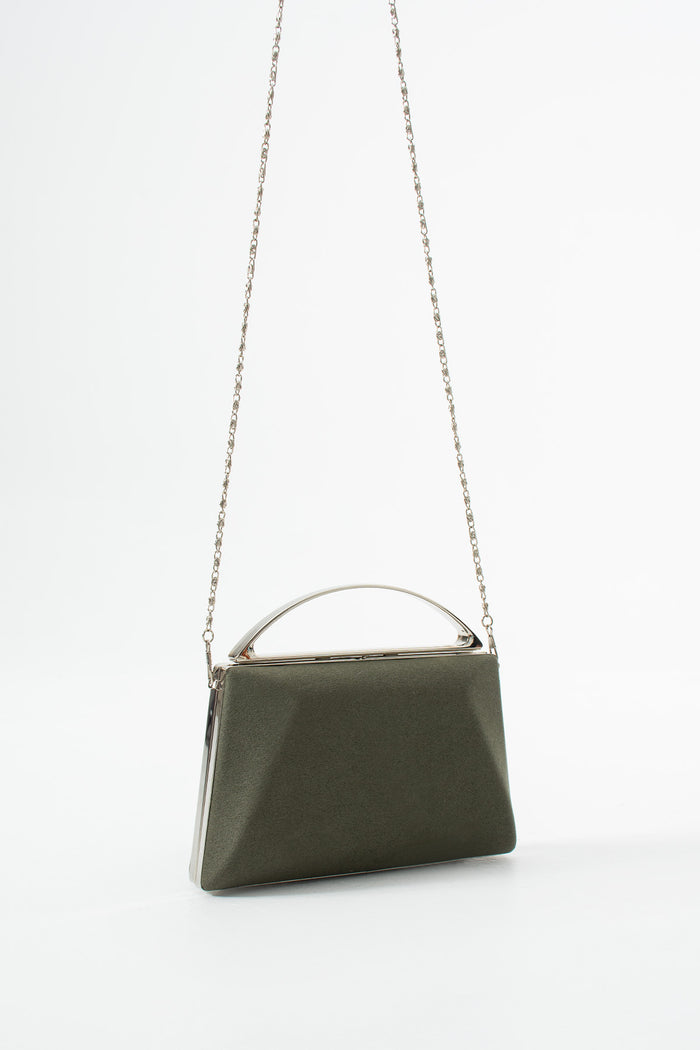 Sage Green Suede Bridal Evening Clutch Bags with Chain