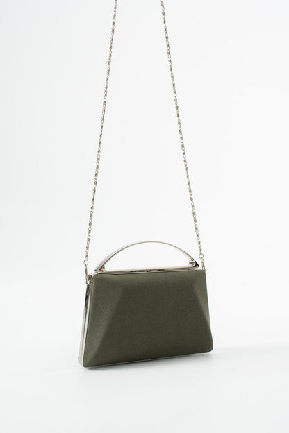 Sage Green Suede Bridal Evening Clutch Bags with Chain