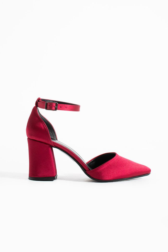 Saira | Burgundy Satin High Heels