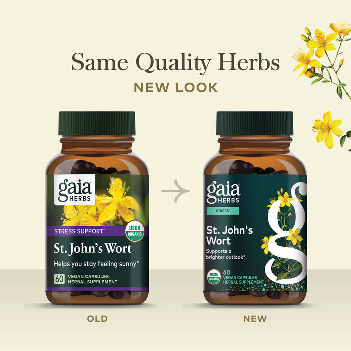St. John's Wort 60 count Old Label Versus New Label Comparison