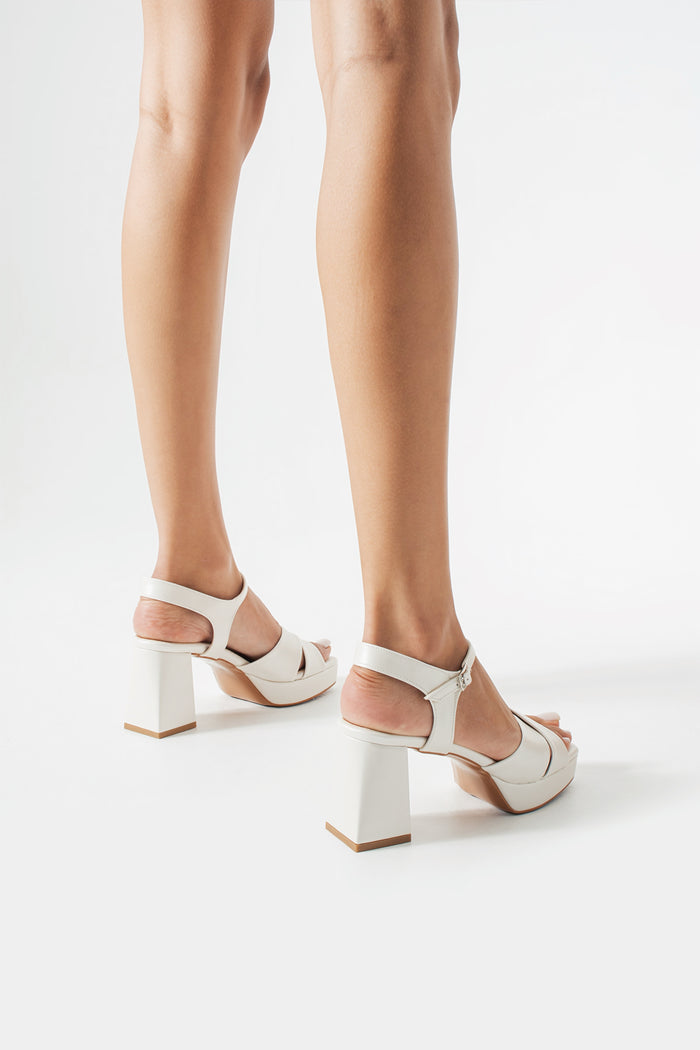 Thea | Ivory Platform Block Heel Sandals