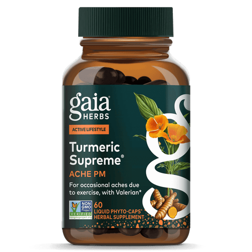Gaia Herbs Turmeric Supreme Ache PM (formerly Pain P.M.) for Foundational Support || 60 ct