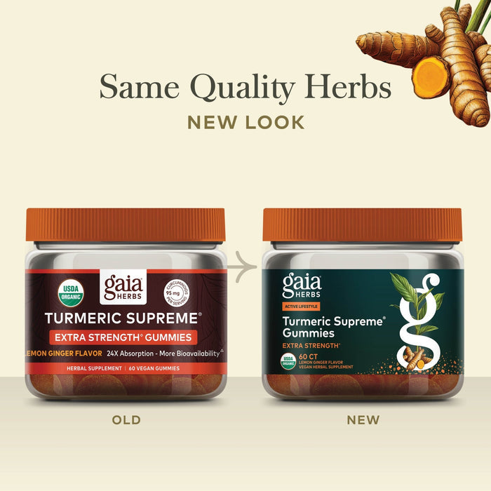 Turmeric Supreme Extra Strength Gummies Old Label Versus New Label Comparison