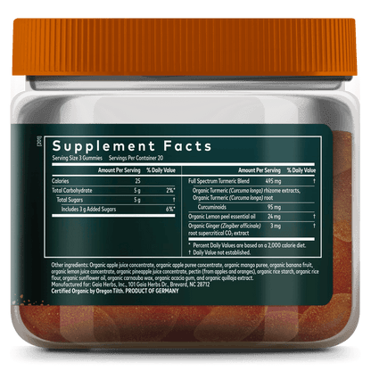 Turmeric Supreme Extra Strength Gummies 60 Count Supplement Facts