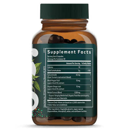 Turmeric Supreme Sinus Support 60 count Supplement Facts Bottle Panel