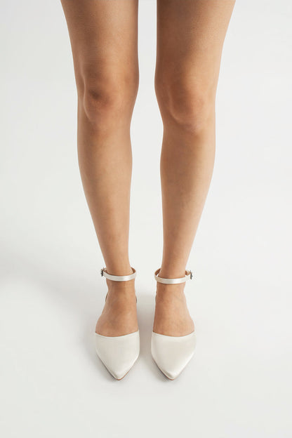 Ursule | Ivory Satin Flats