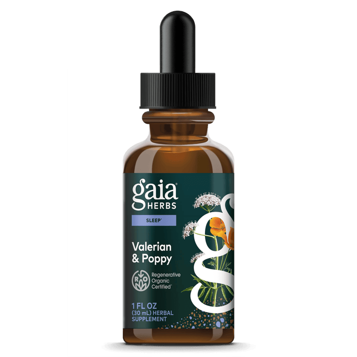 Gaia Herbs Valerian & Poppy Extract, Certified Organic for Sleep Support || 1 oz